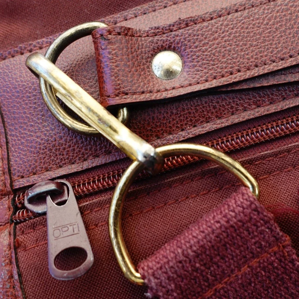 80s VINTAGE Polo Ralph Lauren Garment Bag Canvas Pony Logo Travel Opti Burgundy